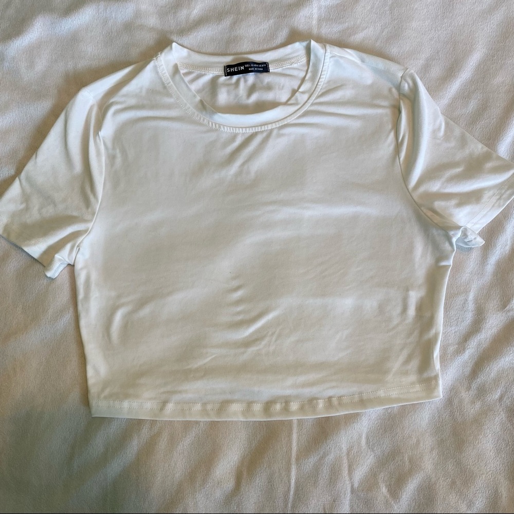 Shein crop top, white, large 8/10, white